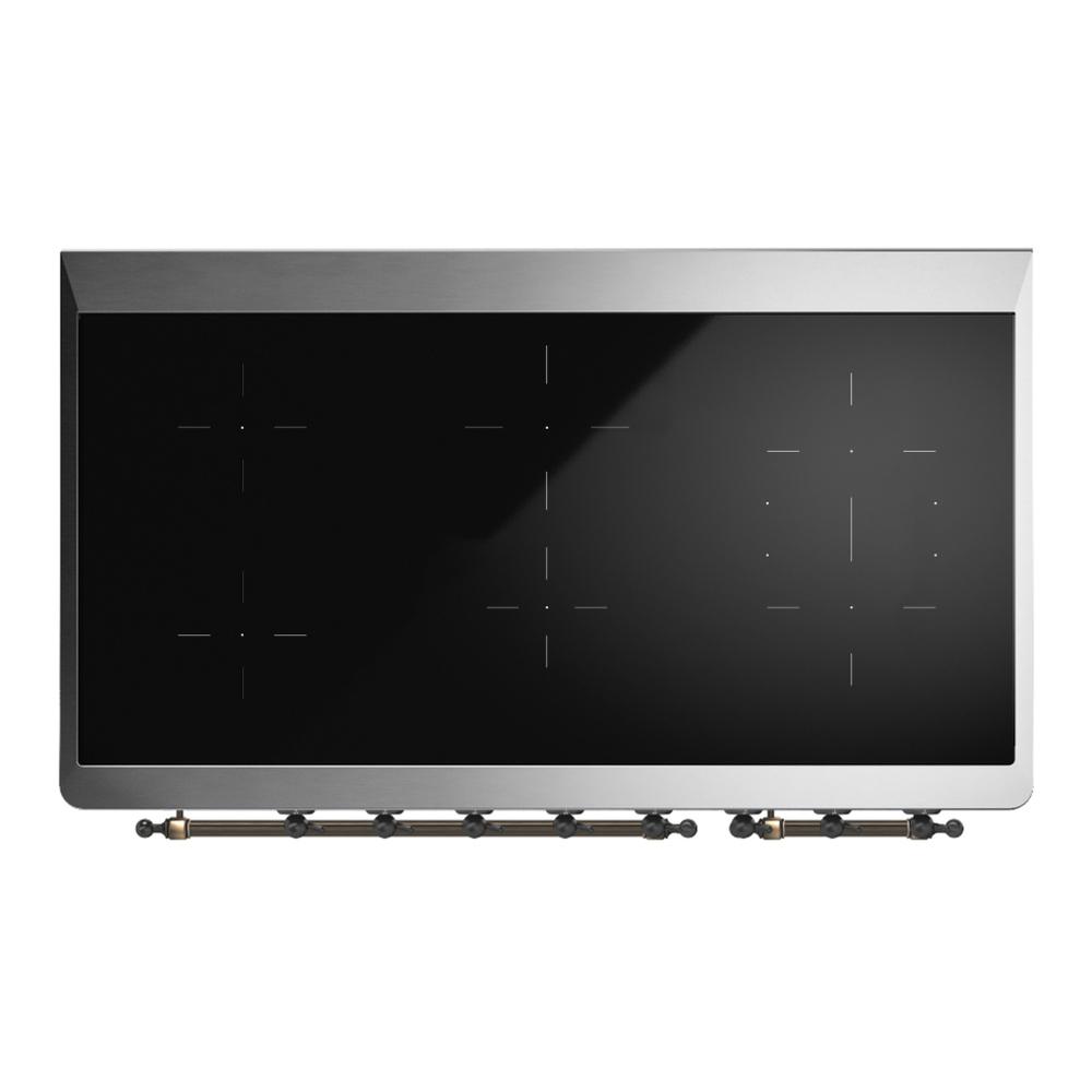 ILVE UMIB48NR3MBB Majestic III 48 inch Induction Range with 6 Elements, 5.02 cu. ft. Total Oven Capacity (Triple Glass Door, Midnight Blue, Burnished)