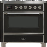 Majestic II 36 Inch Dual Fuel Natural Gas Freestanding Range in Matte Graphite with Chrome Trim
