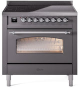 Nostalgie II 36 Inch Electric Freestanding Range in Matte Graphite with Chrome Trim