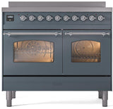 Nostalgie II 40 Inch Electric Freestanding Range in Blue Grey with Chrome Trim