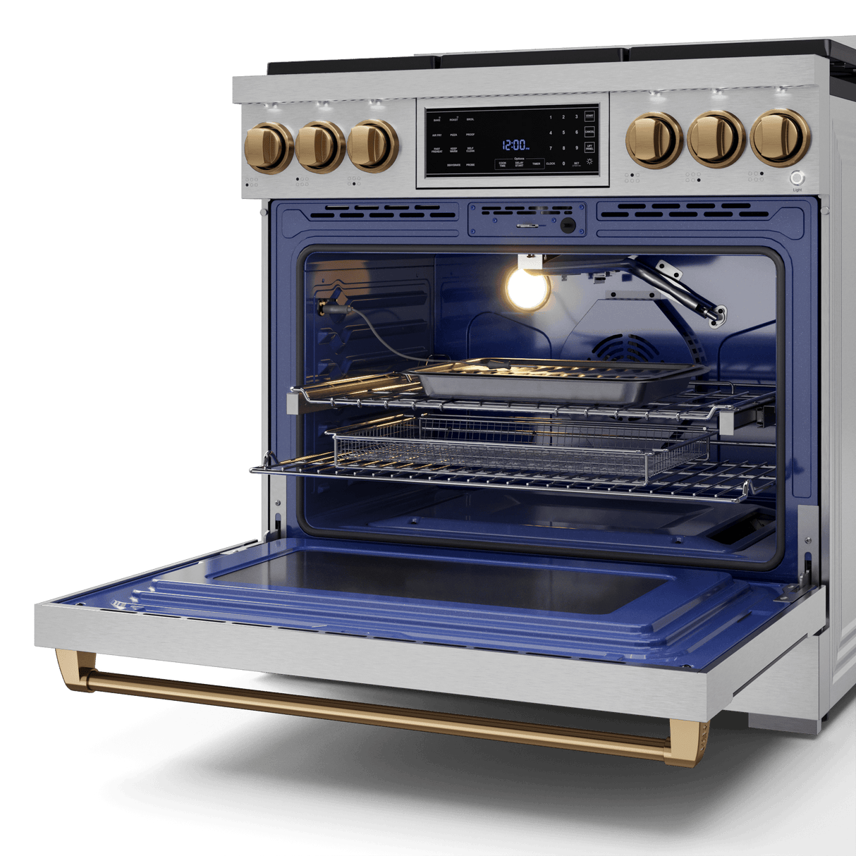 36 Inch Professional Gas Range With Tilt Panel Touch Control In Stainless Steel/bronze  Gordon Ramsay Series