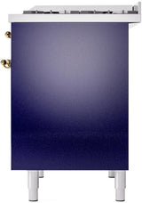 Nostalgie II 40 Inch Dual Fuel Natural Gas Freestanding Range in Blue with Brass Trim