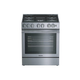 30in Dual Fuel 5 burner range with 5.7 cu ft self clean oven, slide-in style