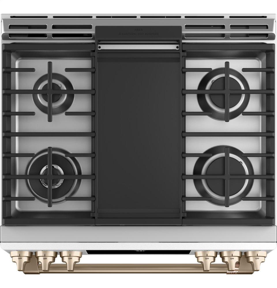 Café 30" Slide-In Front Control Gas Oven with Convection Range