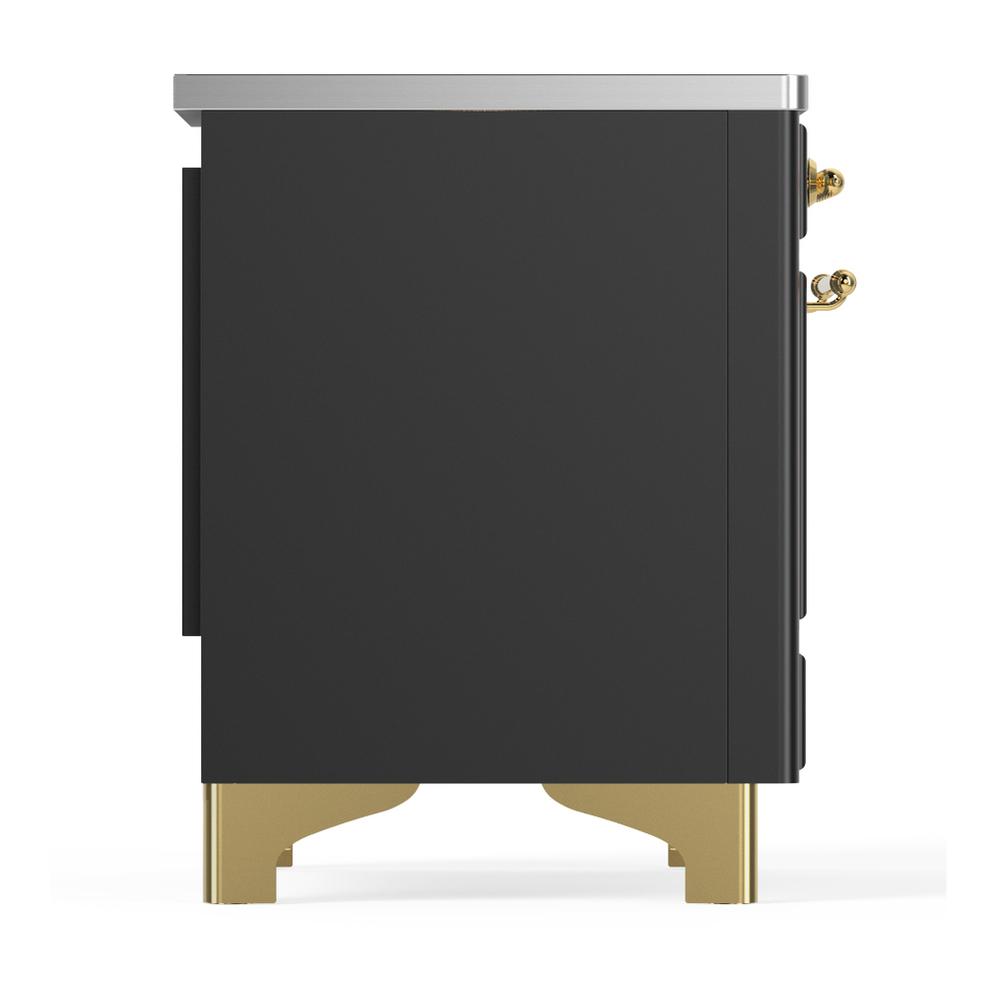 ILVE UMDIB40NR3MGG Majestic III 40 inch Induction Range with 6 Elements, 3.82 cu. ft. Total Oven Capacity (Triple Glass Door, Graphite Matte, Brass)