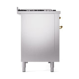 ILVE UN48FQNMPSSGLP Nostalgie II Noblesse 48 inch Dual Fuel Range (8 Sealed Burners + Griddle, Liquid Propane, Solid Door, Stainless Steel, Brass)