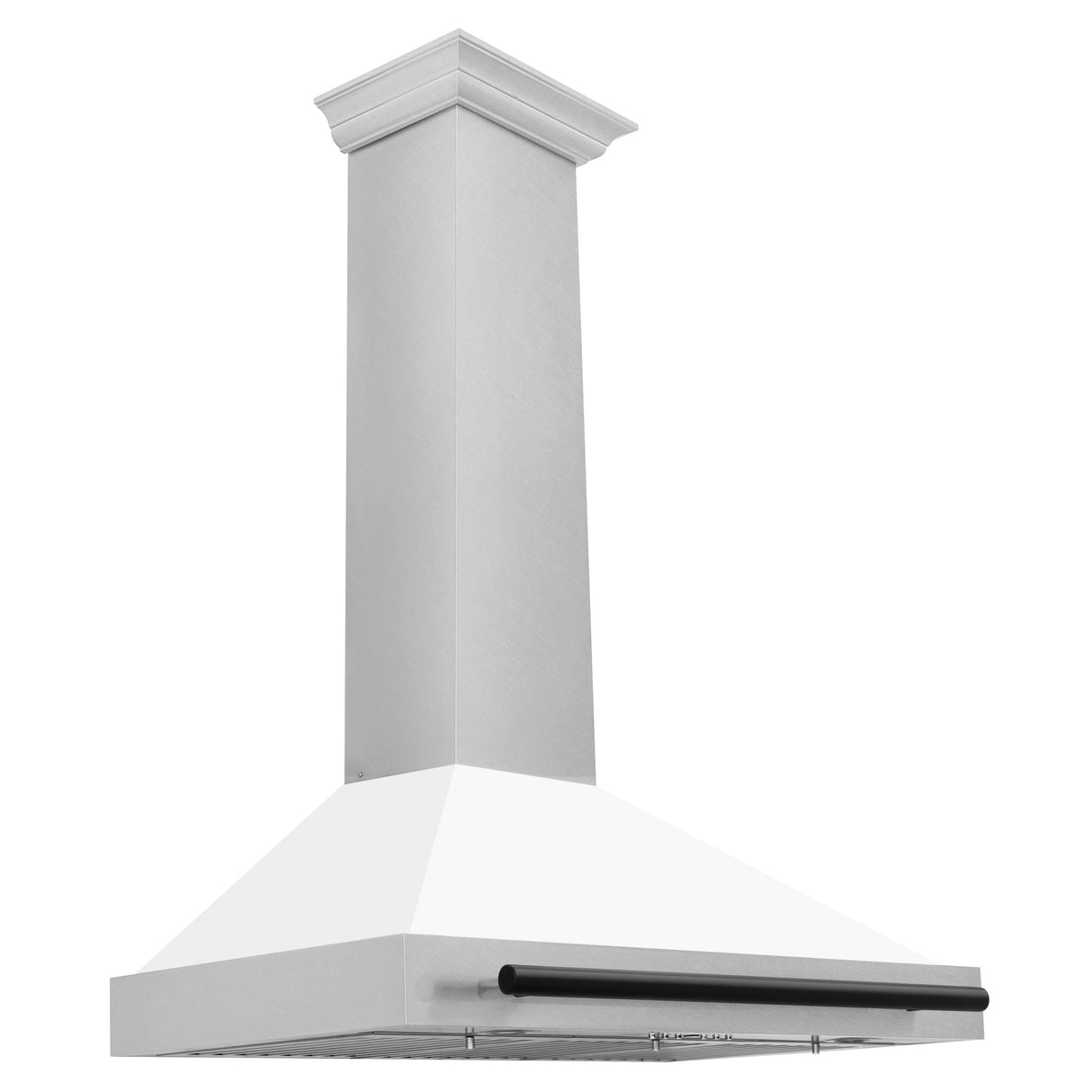 ZLINE 36 in. Autograph Edition Convertible Fingerprint Resistant DuraSnow Stainless Steel Range Hood with White Matte Shell and Champagne Bronze Handle (KB4SNZ-WM36-CB) [Color: Matte Black Accents]