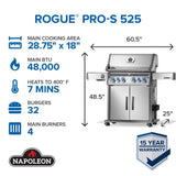 Rogue PRO-S 525 RSIB with Infrared Side and Rear Burner , Natural Gas, Stainless Steel