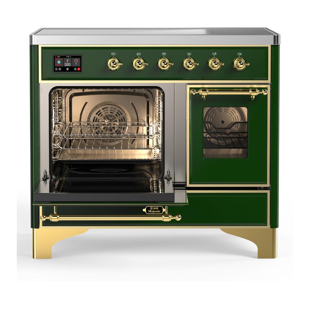 ILVE UMDIB40NR3EGG Majestic III 40 inch Induction Range with 6 Elements, 3.82 cu. ft. Total Oven Capacity (Triple Glass Door, Emerald Green, Brass)