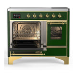 ILVE UMDIB40NR3EGG Majestic III 40 inch Induction Range with 6 Elements, 3.82 cu. ft. Total Oven Capacity (Triple Glass Door, Emerald Green, Brass)