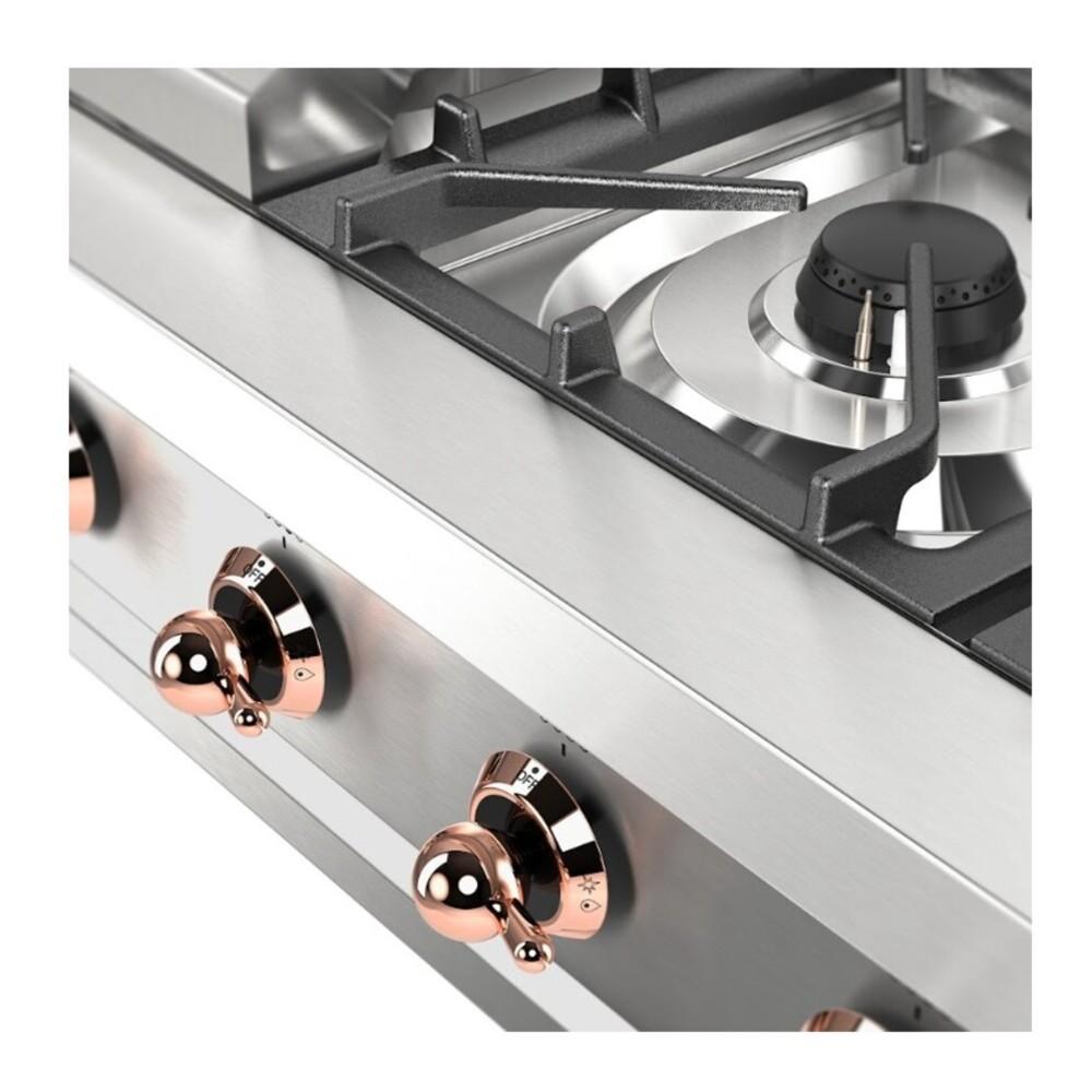 ILVE UHCP36FNSSPLP Nostalgie II 36 inch Built-In Gas Rangetop with 6 Burners and Griddle, in Stainless Steel (Liquid Propane, Copper)