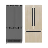 ZLINE Autograph Edition 36 in. 19.6 cu. ft. Panel Ready French Door Built-In Bottom Freezer Refrigerator with Water Dispenser and Ice Maker with Stainless Steel Interior and Matte Black Accents (SRBIVZ-36-MB)