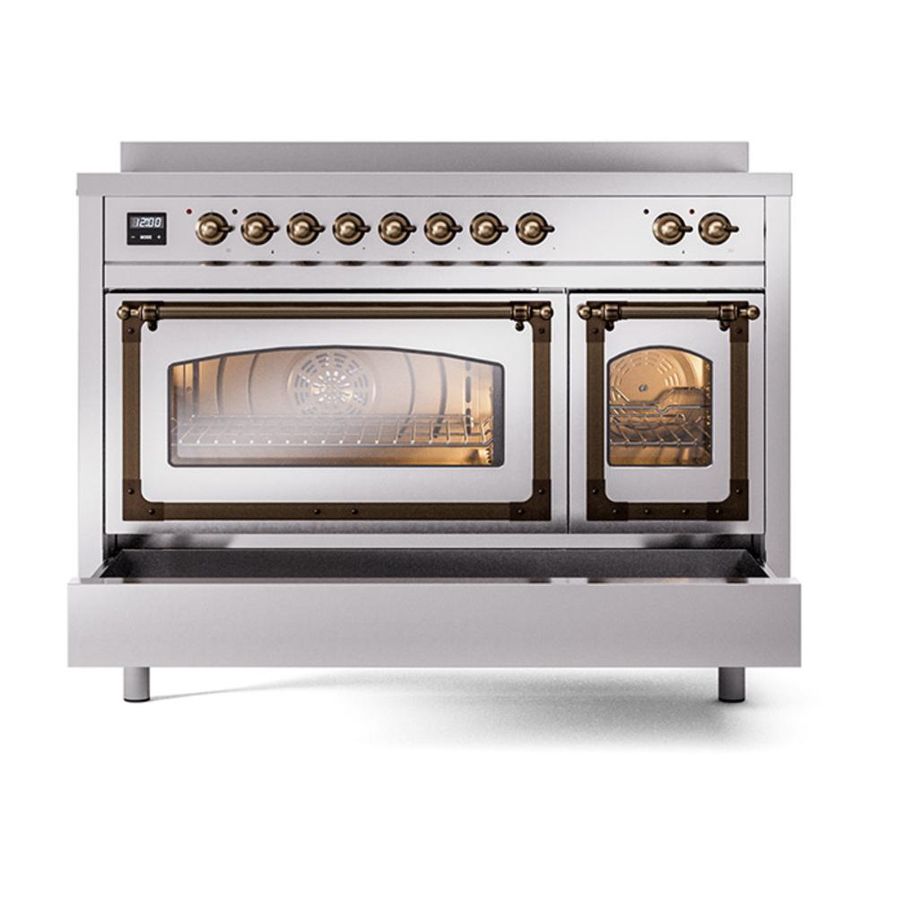 ILVE UNI486NMPSSB Nostalgie II Noblesse 48 inch Induction Range (Triple Glass Door, Stainless Steel, Burnished)