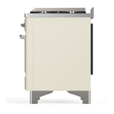 ILVE UM36FQNR3AWCLP Majestic III 36 inch Dual Fuel Range with 6 Black Brass Burners and Griddle, Dual Function Burner up to 25,000 BTU (Solid Door, Antique White, Chrome, Liquid Propane)