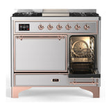 ILVE UMD40FQNR3SSP Majestic III 40 inch Dual Fuel Range with 6 Burners and Griddle, Dual Function Burner up to 25,000 BTU (Natural Gas, Solid Door, Stainless Steel, Copper)
