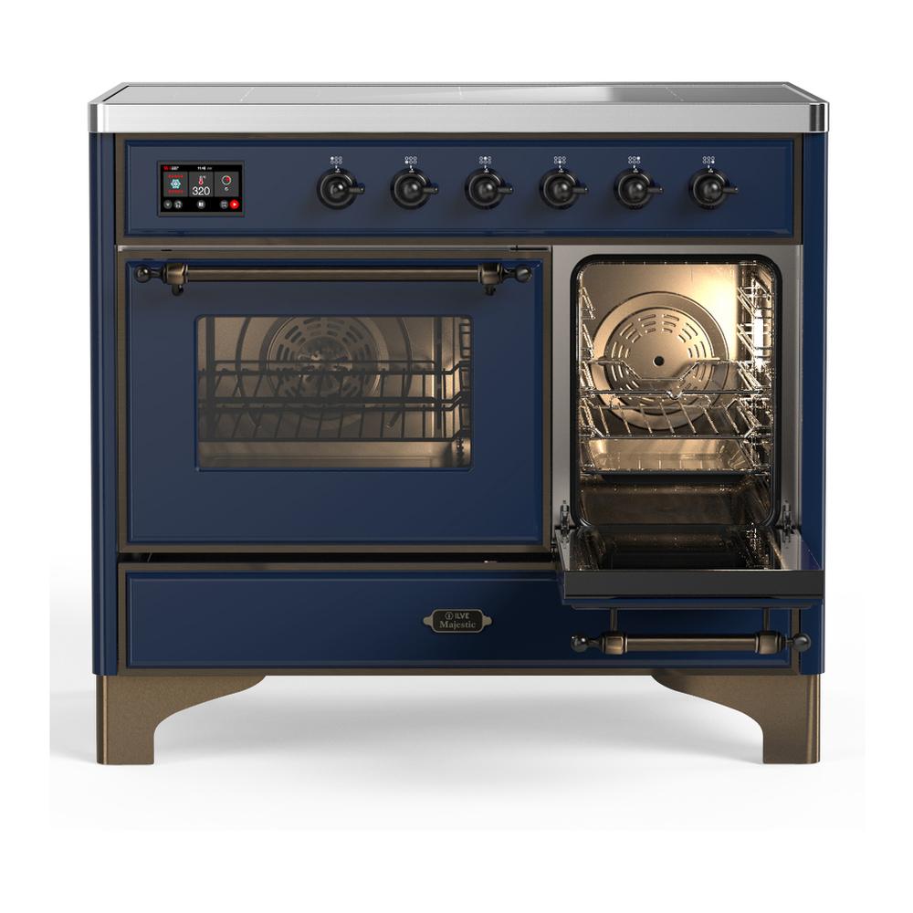 ILVE UMDIB40NR3MBB Majestic III 40 inch Induction Range with 6 Elements, 3.82 cu. ft. Total Oven Capacity (Triple Glass Door, Midnight Blue, Burnished)