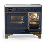 ILVE UMDIB40NR3MBB Majestic III 40 inch Induction Range with 6 Elements, 3.82 cu. ft. Total Oven Capacity (Triple Glass Door, Midnight Blue, Burnished)