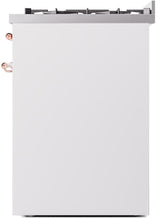 Nostalgie II 30 Inch Dual Fuel Natural Gas Freestanding Range in White with Copper Trim