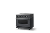 36"W. Induction Range (Finish: Cast Black, Trim: Polished Chrome)