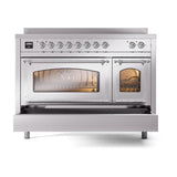ILVE UNI486NMPSSC Nostalgie II Noblesse 48 inch Induction Range (Triple Glass Door, Stainless Steel, Chrome)