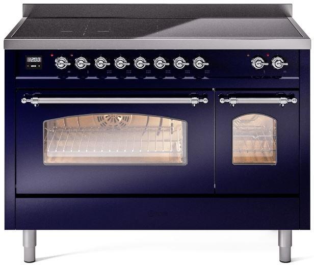 Nostalgie II 48 Inch Electric Freestanding Range in Blue with Chrome Trim