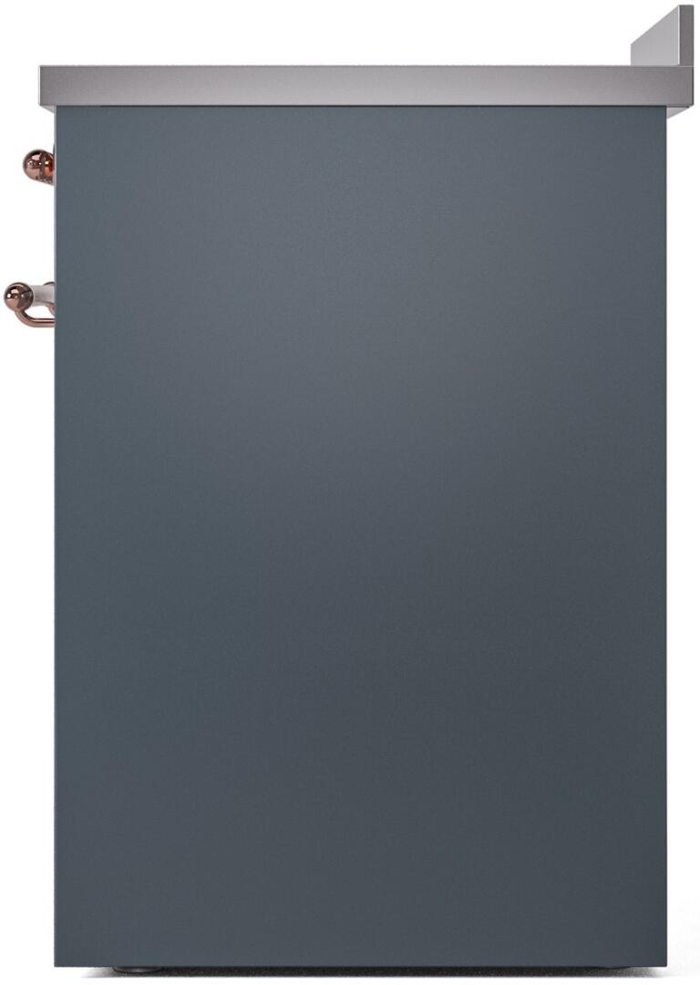 Nostalgie II 30 Inch Electric Freestanding Range in Blue Grey with Copper Trim