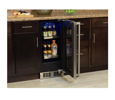 15" Beverage Center - Panel Overlay Frame Glass Door - Integrated Right Hinge