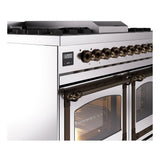 ILVE UND40FNMPSSBLP Nostalgie II Noblesse 40 inch Dual Fuel Range (Liquid Propane, Triple Glass Door, Stainless Steel, Burnished)