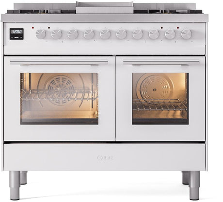 Professional Plus II 40 Inch Dual Fuel Natural Gas Freestanding Range in White with Trim