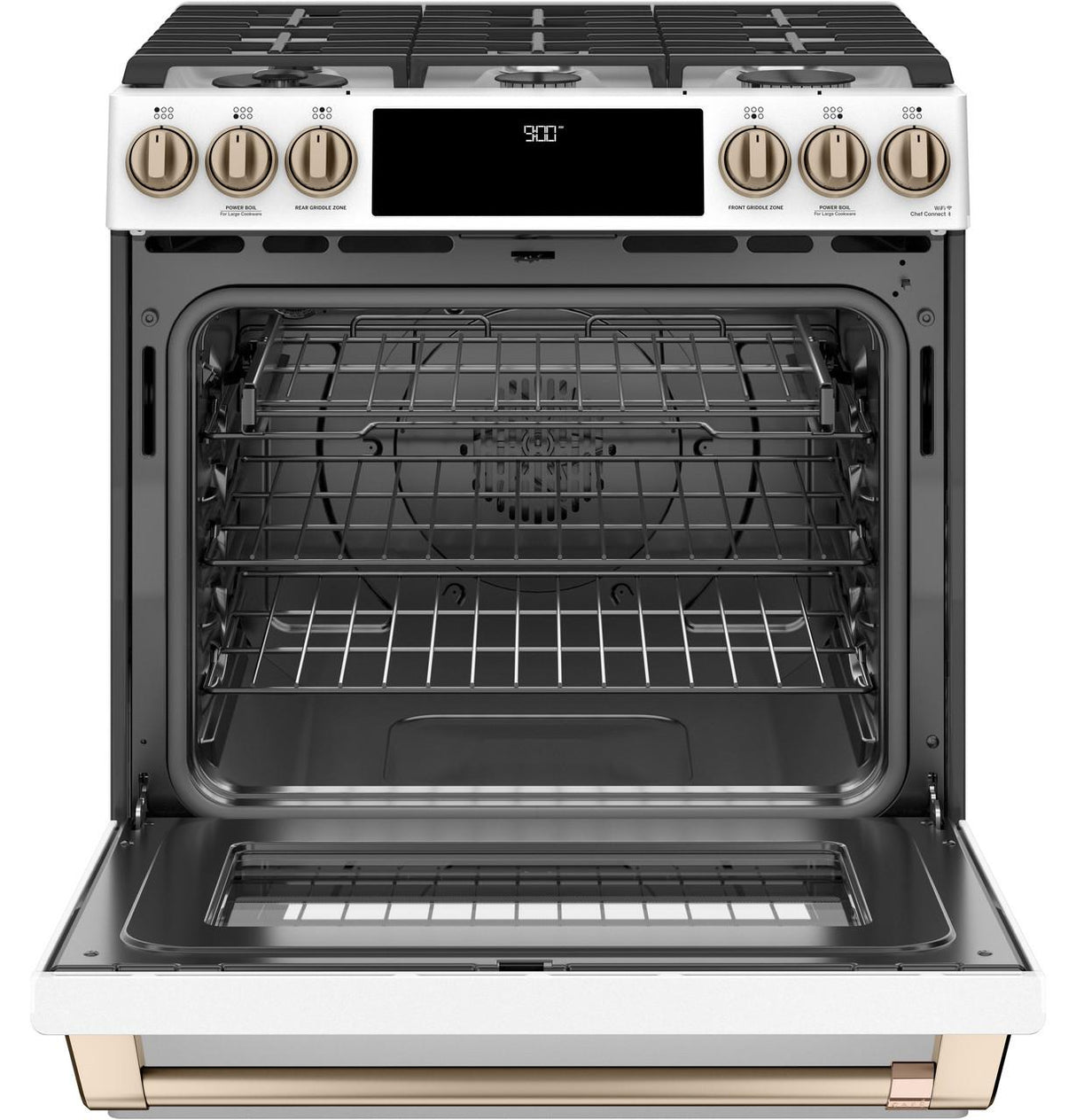 Café™ 30" Smart Slide-In, Front-Control, Dual-Fuel Range with Warming Drawer