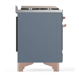 ILVE UMD40FQNR3BGPLP Majestic III 40 inch Dual Fuel Range with 6 Burners and Griddle, Dual Function Burner up to 25,000 BTU (Liquid Propane, Solid Door, Blue Grey, Copper)