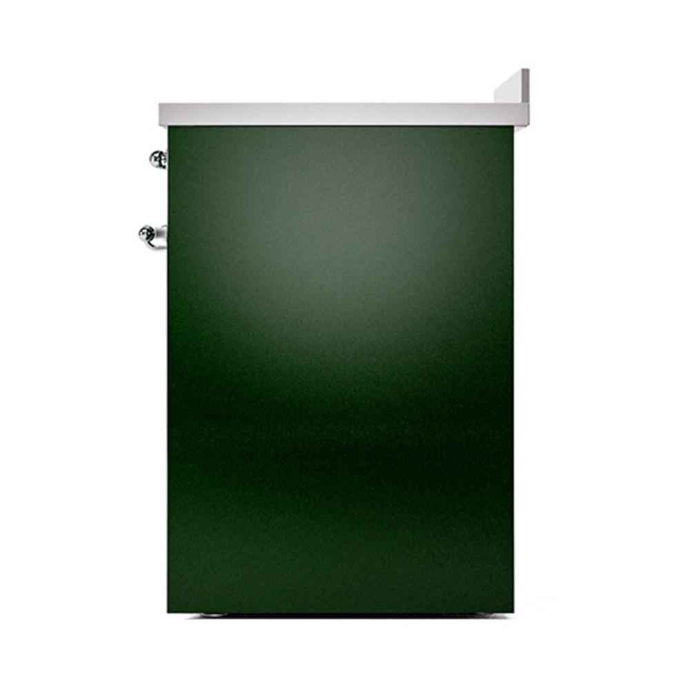 ILVE UNI304QNMPEGC Nostalgie II Noblesse 30 inch Induction Range (Solid Door, Emerald Green, Chrome)