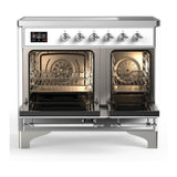 ILVE UMDIB40NR3WHC Majestic III 40 inch Induction Range with 6 Elements, 3.82 cu. ft. Total Oven Capacity (Triple Glass Door, White, Chrome)