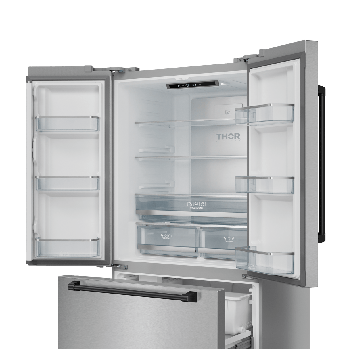 36 Inch 20.3 Cu Ft French Door Counter Depth Refrigerator With Ice Maker In Stainless Steel/black  Gordon Ramsay Series