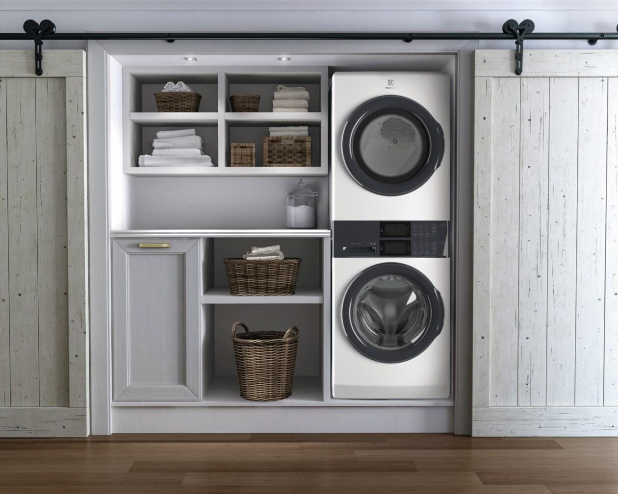 Laundry Tower Single Unit Front Load 4.4 Cu. Ft. Washer & 8 Cu. Ft. Electric Dryer