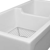 ZLINE 36" Palermo Farmhouse Apron Front Double Bowl Reversible Fireclay Kitchen Sink with Bottom Grid (FRC5121)