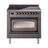ILVE UNI366NMPMGB Nostalgie II Noblesse 36 inch Induction Range (Triple Glass Door, Graphite Matte, Burnished)