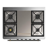 ILVE UM36FNR3BKB Majestic III 36 inch Dual Fuel Range with 6 Black Brass Burners and Griddle, Dual Function Burner up to 25,000 BTU (Triple Glass Door, Glossy Black, Burnished, Natural Gas)