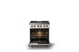 30"W. Dual Fuel Range (Finish: Pure White, Trim: Polished Chrome, Fuel: Propane)