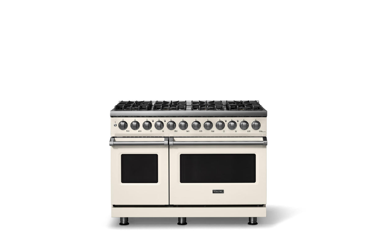 48"W. Dual Fuel Range (Burner: 8b, Finish: Pure White, Trim: Polished Chrome, Fuel: Natural Gas)