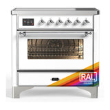 ILVE UMIB36NR3RAC Majestic III 36 inch Induction Range with 6 Elements, 3.5 cu. ft. Total Oven Capacity (Triple Glass Door, RAL, Chrome)