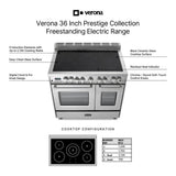 Verona VPFSEE365DSS 36 inch Prestige Series Freestanding Double Oven Electric Range with 5 Elements, 3.5 cu. ft. Total Oven Capacity, European Convection (Stainless Steel)