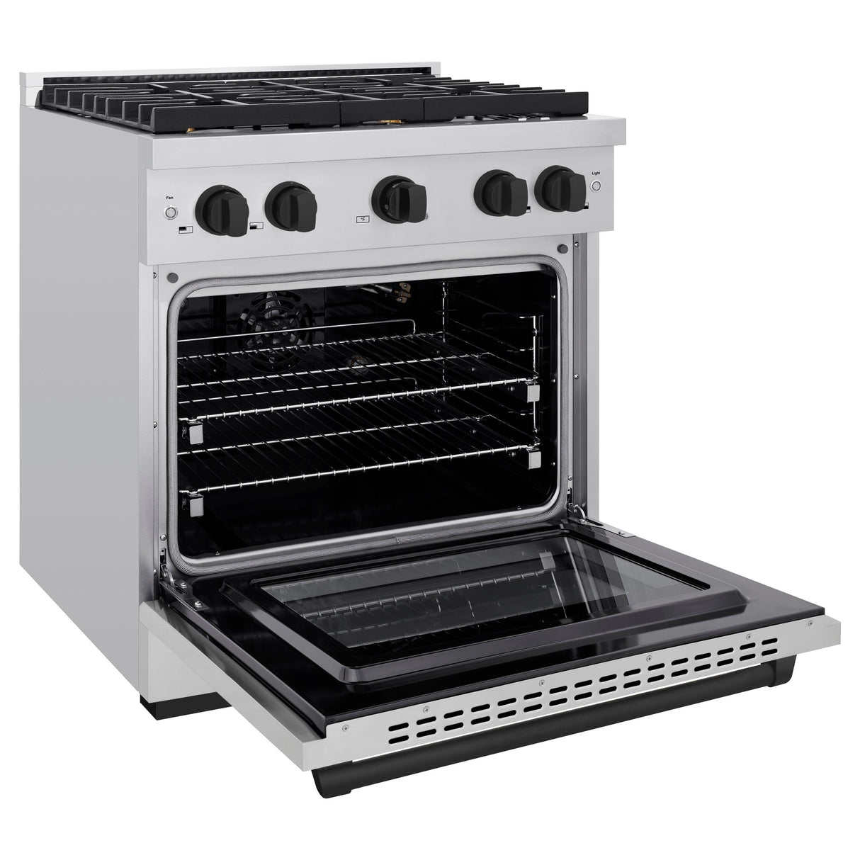 ZLINE Autograph Edition 30 in. 4.2 cu. ft. 4 Burner Gas Range with Convection Gas Oven in Stainless Steel and Matte Black Accents (SGRZ-30-MB)