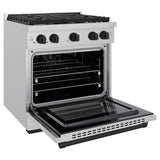 ZLINE Autograph Edition 30 in. 4.2 cu. ft. 4 Burner Gas Range with Convection Gas Oven in Stainless Steel and Matte Black Accents (SGRZ-30-MB)