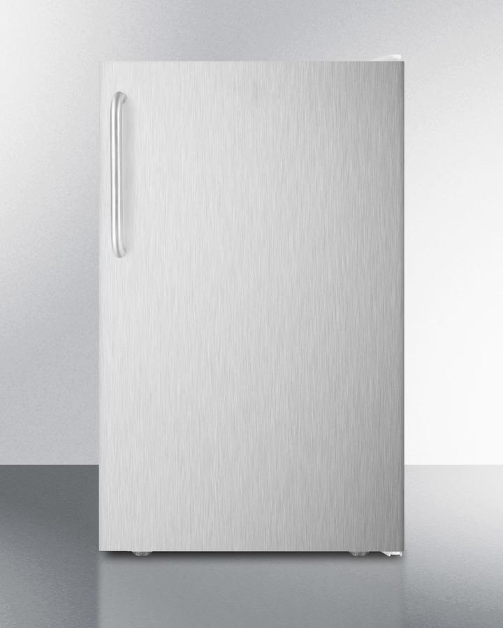 Commercially Listed ADA Compliant 20" Wide Built-in Undercounter All-refrigerator, Auto Defrost With Ss Door, Towel Bar Handle and White Cabinet