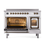 ILVE UNI486NMPWHB Nostalgie II Noblesse 48 inch Induction Range (Triple Glass Door, White, Burnished)
