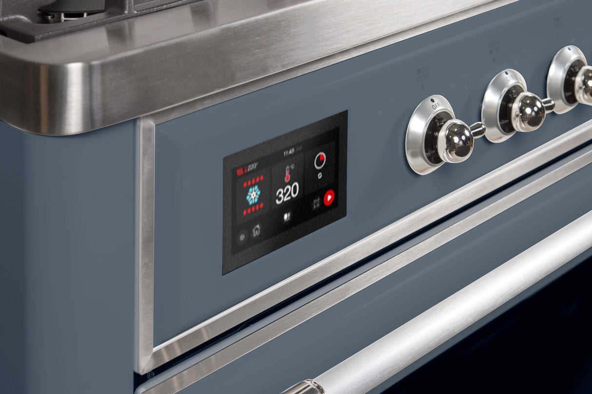 Majestic II 40 Inch Dual Fuel Liquid Propane Freestanding Range in Blue Grey with Chrome Trim