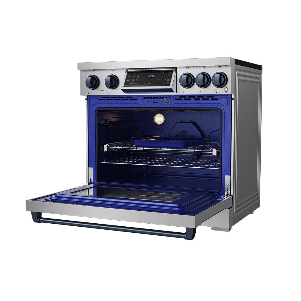36 Inch Professional Induction Range With Tilt Panel Touch Control In Stainless Steel and Blue  Gordon Ramsay Series