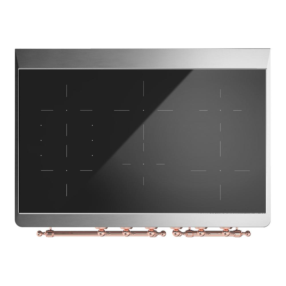 ILVE UMDIB40NR3BKP Majestic III 40 inch Induction Range with 6 Elements, 3.82 cu. ft. Total Oven Capacity (Triple Glass Door, Glossy Black, Copper)