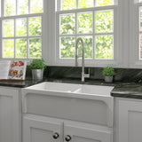 ZLINE 36" Palermo Farmhouse Apron Front Double Bowl Reversible Fireclay Kitchen Sink with Bottom Grid (FRC5121)